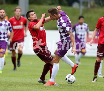 Fussball. Regionalliga. ATSV Wolfsberg gegen SK Austria Klagenfurt. Anze Pesl (Wolfsberg),  Bernhard Fucik (Klagenfurt). Wolfsberg, 5.8.2016.
Foto: Kuess
---
pressefotos, pressefotografie, kuess, qs, qspictures, sport, bild, bilder, bilddatenbank