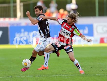 Fussball tipico Bundesliga. RZ Pellets WAC gegen SV Guntamatic Ried.  Joachim Standfest, (WAC), Dennis Chessa  (Ried). Lavanttal Arena Wolfsberg, am 6.8.2016.
Foto: Kuess
---
pressefotos, pressefotografie, kuess, qs, qspictures, sport, bild, bilder, bilddatenbank