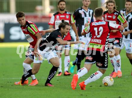 Fussball tipico Bundesliga. RZ Pellets WAC gegen SV Guntamatic Ried.  Thomas Zuendel,  (WAC), Mathias Honsak, Michael Brandner (Ried). Lavanttal Arena Wolfsberg, am 6.8.2016.
Foto: Kuess
---
pressefotos, pressefotografie, kuess, qs, qspictures, sport, bild, bilder, bilddatenbank