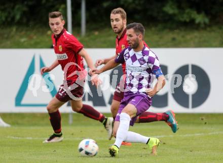 Fussball. Regionalliga. ATSV Wolfsberg gegen SK Austria Klagenfurt.  Marcel Hober, Stefan Stueckler,  (Wolfsberg), Sandro Zakany (Klagenfurt). Wolfsberg, 5.8.2016.
Foto: Kuess 
---
pressefotos, pressefotografie, kuess, qs, qspictures, sport, bild, bilder, bilddatenbank