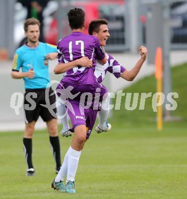 Fussball. Regionalliga. ATSV Wolfsberg gegen SK Austria Klagenfurt.  Torjubel Ambrozije Soldo, Sergen Oeztuerk  (Klagenfurt). Wolfsberg, 5.8.2016.
Foto: Kuess 
---
pressefotos, pressefotografie, kuess, qs, qspictures, sport, bild, bilder, bilddatenbank