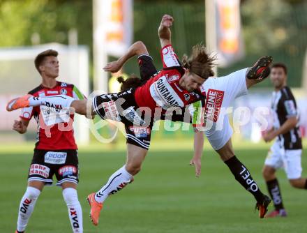 Fussball tipico Bundesliga. RZ Pellets WAC gegen SV Guntamatic Ried.  Thomas ZUendel,  (WAC), Dennis Chessa (Ried). Lavanttal Arena Wolfsberg, am 6.8.2016.
Foto: Kuess
---
pressefotos, pressefotografie, kuess, qs, qspictures, sport, bild, bilder, bilddatenbank