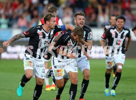 Fussball tipico Bundesliga. RZ Pellets WAC gegen SV Guntamatic Ried.  Torjubel Boris Huettenbrenner, Michael Sollbauer, Philipp Prosenik, Nemanja Rnic (WAC). Lavanttal Arena Wolfsberg, am 6.8.2016.
Foto: Kuess
---
pressefotos, pressefotografie, kuess, qs, qspictures, sport, bild, bilder, bilddatenbank