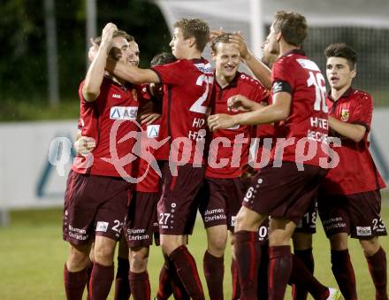 Fussball. Regionalliga. ATSV Wolfsberg gegen SK Austria Klagenfurt.  Torjubel (Wolfsberg). Wolfsberg, 5.8.2016.
Foto: Kuess 
---
pressefotos, pressefotografie, kuess, qs, qspictures, sport, bild, bilder, bilddatenbank