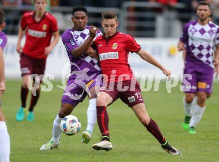 Fussball. Regionalliga. ATSV Wolfsberg gegen SK Austria Klagenfurt.  Marcel Hober, (Wolfsberg),   Sandro Jose Da Silva (Klagenfurt). Wolfsberg, 5.8.2016.
Foto: Kuess 
---
pressefotos, pressefotografie, kuess, qs, qspictures, sport, bild, bilder, bilddatenbank