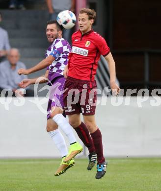 Fussball. Regionalliga. ATSV Wolfsberg gegen SK Austria Klagenfurt.  Fabian Hafner, (Wolfsberg), Sandro Zakany  (Klagenfurt). Wolfsberg, 5.8.2016.
Foto: Kuess 
---
pressefotos, pressefotografie, kuess, qs, qspictures, sport, bild, bilder, bilddatenbank