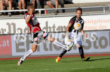 Fussball tipico Bundesliga. RZ Pellets WAC gegen SV Guntamatic Ried.  Christian Klemm, (WAC), Florian Hart  (Ried). Lavanttal Arena Wolfsberg, am 6.8.2016.
Foto: Kuess
---
pressefotos, pressefotografie, kuess, qs, qspictures, sport, bild, bilder, bilddatenbank