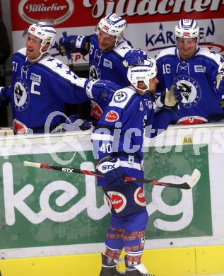 EBEL. Eishockey Bundesliga. Testspiel. VSV gegen Graz 99ers. Torjubel Michael Grabner, Eric Hunter, Jan Urbas, Daniel Nageler (VSV). Villach, am 19.8.2016.
Foto: Kuess
---
pressefotos, pressefotografie, kuess, qs, qspictures, sport, bild, bilder, bilddatenbank