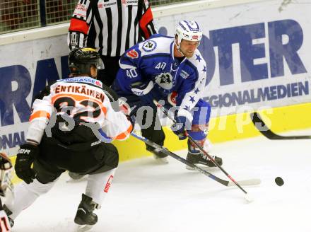 EBEL. Eishockey Bundesliga. Testspiel. VSV gegen Graz 99ers. Michael Grabner(VSV), Atte Pentikainen (Graz). Villach, am 19.8.2016.
Foto: Kuess
---
pressefotos, pressefotografie, kuess, qs, qspictures, sport, bild, bilder, bilddatenbank