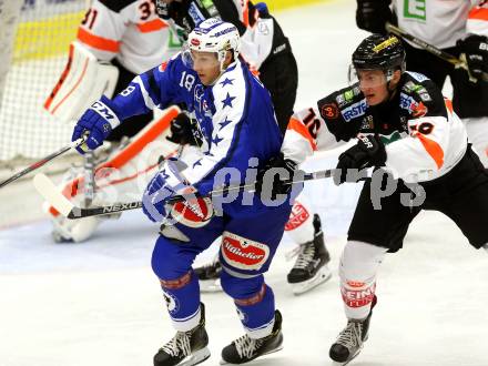 EBEL. Eishockey Bundesliga. Testspiel. VSV gegen Graz 99ers. Valentin Leiler(VSV), Zintis Zusevits (Graz). Villach, am 19.8.2016.
Foto: Kuess
---
pressefotos, pressefotografie, kuess, qs, qspictures, sport, bild, bilder, bilddatenbank