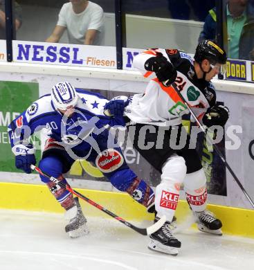 EBEL. Eishockey Bundesliga. Testspiel. VSV gegen Graz 99ers. Michael Grabner (VSV), Kris Reinthaler (Graz). Villach, am 19.8.2016.
Foto: Kuess
---
pressefotos, pressefotografie, kuess, qs, qspictures, sport, bild, bilder, bilddatenbank