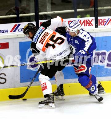 EBEL. Eishockey Bundesliga. Testspiel. VSV gegen Graz 99ers. Mikko Jokela(VSV), Niki Zierer (Graz). Villach, am 19.8.2016.
Foto: Kuess
---
pressefotos, pressefotografie, kuess, qs, qspictures, sport, bild, bilder, bilddatenbank