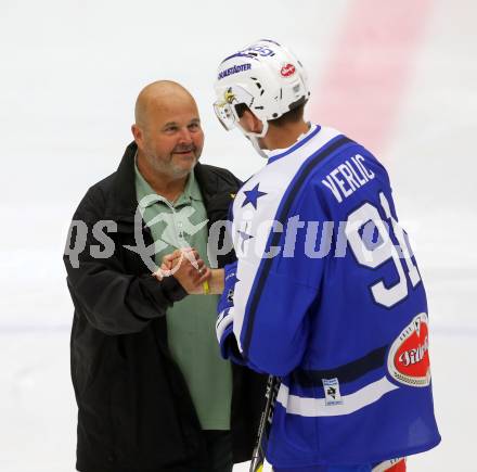 EBEL. Eishockey Bundesliga. Testspiel. VSV gegen Graz 99ers. Herwig Moser, Miha Verlic (VSV). Villach, am 19.8.2016.
Foto: Kuess
---
pressefotos, pressefotografie, kuess, qs, qspictures, sport, bild, bilder, bilddatenbank