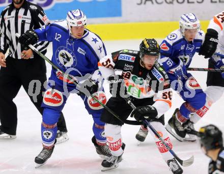 EBEL. Eishockey Bundesliga. Testspiel. VSV gegen Graz 99ers.Michael Raffl, Christian Jennes (VSV), Alex Feichtner (Graz). Villach, am 19.8.2016.
Foto: Kuess
---
pressefotos, pressefotografie, kuess, qs, qspictures, sport, bild, bilder, bilddatenbank