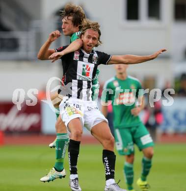 Fussball tipico Bundesliga. RZ Pellets WAC gegen SK Rapid Wien. Philip Hellquist,  (WAC), Ivan Mocinic (Rapid). Lavanttal Arena Wolfsberg, am 21.8.2016.
Foto: Kuess
---
pressefotos, pressefotografie, kuess, qs, qspictures, sport, bild, bilder, bilddatenbank