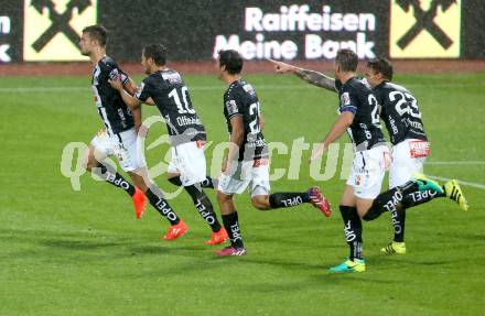 Fussball tipico Bundesliga. RZ Pellets WAC gegen SK Rapid Wien. Torjubel Philipp Prosenik, Daniel Offenbacher, Joachim Standfest, Michael Sollbauer, Peter Tschernegg (WAC). Lavanttal Arena Wolfsberg, am 21.8.2016.
Foto: Kuess
---
pressefotos, pressefotografie, kuess, qs, qspictures, sport, bild, bilder, bilddatenbank