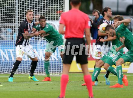 Fussball tipico Bundesliga. RZ Pellets WAC gegen SK Rapid Wien. Michael Sollbauer, (WAC), Apolinaro De Lira Joelinton Cassio, Christoph Schoesswendter  (Rapid). Lavanttal Arena Wolfsberg, am 21.8.2016.
Foto: Kuess
---
pressefotos, pressefotografie, kuess, qs, qspictures, sport, bild, bilder, bilddatenbank