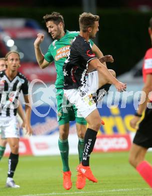 Fussball tipico Bundesliga. RZ Pellets WAC gegen SK Rapid Wien. Philipp Prosenik,  (WAC), Christoph Schoesswendter (Rapid). Lavanttal Arena Wolfsberg, am 21.8.2016.
Foto: Kuess
---
pressefotos, pressefotografie, kuess, qs, qspictures, sport, bild, bilder, bilddatenbank