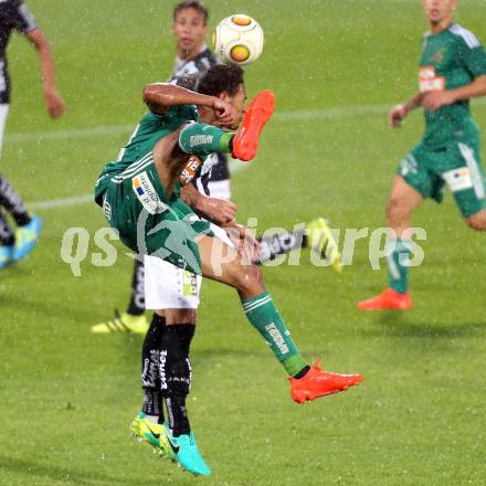 Fussball tipico Bundesliga. RZ Pellets WAC gegen SK Rapid Wien. Michael Sollbauer,  (WAC), Apolinaro De Lira Joelinton Cassio (Rapid). Lavanttal Arena Wolfsberg, am 21.8.2016.
Foto: Kuess
---
pressefotos, pressefotografie, kuess, qs, qspictures, sport, bild, bilder, bilddatenbank