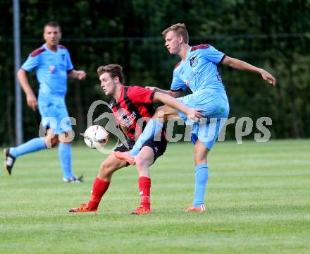 Fussball. Unterliga Ost. Sirnitz gegen Woelfnitz. Michael Spitzer (Sirnitz), Johannes Mederer (Woelfnitz). Sirnitz, 30.7.2016.
Foto: Kuess
---
pressefotos, pressefotografie, kuess, qs, qspictures, sport, bild, bilder, bilddatenbank