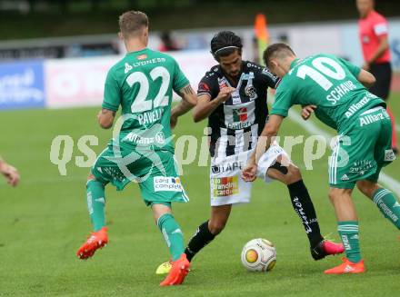 Fussball tipico Bundesliga. RZ Pellets WAC gegen SK Rapid Wien. Ynclan Pajares Jacobo Maria,  (WAC), Mario Pavelic, Louis Schaub (Rapid). Lavanttal Arena Wolfsberg, am 21.8.2016.
Foto: Kuess
---
pressefotos, pressefotografie, kuess, qs, qspictures, sport, bild, bilder, bilddatenbank