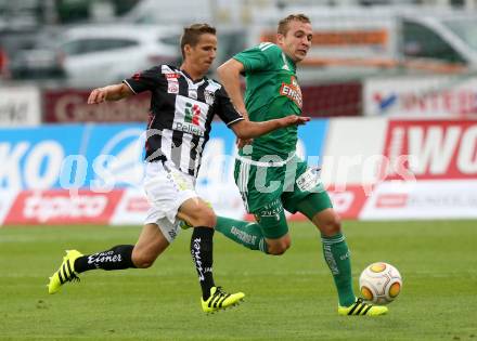 Fussball tipico Bundesliga. RZ Pellets WAC gegen SK Rapid Wien.  Gerald Nutz, (WAC), Christopher Dibon  (Rapid). Lavanttal Arena Wolfsberg, am 21.8.2016.
Foto: Kuess
---
pressefotos, pressefotografie, kuess, qs, qspictures, sport, bild, bilder, bilddatenbank