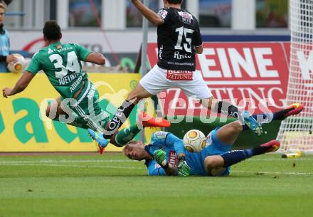 Fussball tipico Bundesliga. RZ Pellets WAC gegen SK Rapid Wien. Alexander Kofler, Nemanja Rnic,  (WAC), Apolinaro De Lira Joelinton Cassio (Rapid). Lavanttal Arena Wolfsberg, am 21.8.2016.
Foto: Kuess
---
pressefotos, pressefotografie, kuess, qs, qspictures, sport, bild, bilder, bilddatenbank