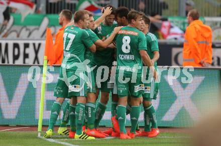 Fussball tipico Bundesliga. RZ Pellets WAC gegen SK Rapid Wien. Torjubel Christoph Schoesswendter  (Rapid). Lavanttal Arena Wolfsberg, am 21.8.2016.
Foto: Kuess
---
pressefotos, pressefotografie, kuess, qs, qspictures, sport, bild, bilder, bilddatenbank