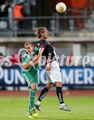 Fussball tipico Bundesliga. RZ Pellets WAC gegen SK Rapid Wien. Philipp Hellquist,  (WAC), Christopher Dibon (Rapid). Lavanttal Arena Wolfsberg, am 21.8.2016.
Foto: Kuess
---
pressefotos, pressefotografie, kuess, qs, qspictures, sport, bild, bilder, bilddatenbank