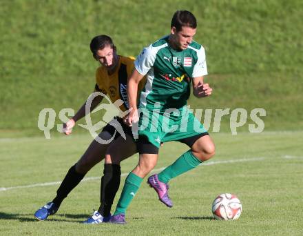 Fussball 1. Klasse B. Faakersee gegen Bad Bleiberg. Lukas Geiger, (Faakersee), Michel Reiner  (Bad Bleiberg). Faakersee, am 7.8.2016.
Foto: Kuess
---
pressefotos, pressefotografie, kuess, qs, qspictures, sport, bild, bilder, bilddatenbank