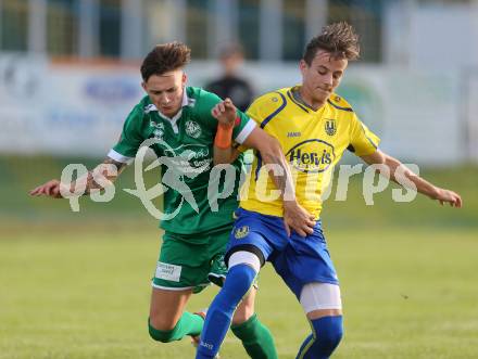 Fussball 1. Klasse C. Liebenfels gegen Donau. Georg Pirker, (Liebenfels),  Sebastian Michael Layroutz (Donau). Liebenfels, am 20.8.2016.
Foto: Kuess
---
pressefotos, pressefotografie, kuess, qs, qspictures, sport, bild, bilder, bilddatenbank