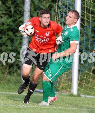 Fussball 1. Klasse C. Liebenfels gegen Donau. Christoph Gross,  (Liebenfels),  Andreas Bernhard Schritliser (Donau). Liebenfels, am 20.8.2016.
Foto: Kuess
---
pressefotos, pressefotografie, kuess, qs, qspictures, sport, bild, bilder, bilddatenbank