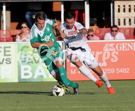 Fussball. Kaerntner Liga. SAK gegen Voelkermarkt. Alen Muharemovic (SAK), Fabian Ladinig (Voelkermarkt). Klagenfurt, 26.8.2016.
Foto: Kuess
---
pressefotos, pressefotografie, kuess, qs, qspictures, sport, bild, bilder, bilddatenbank