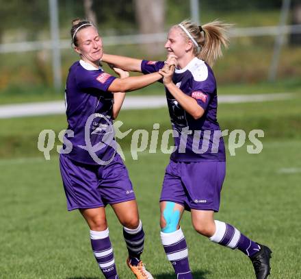 Fussball Frauen. OEFB Ladies Cup. FC Feldkirchen/SV Magdalensberg gegen Carinthians Spittal. Torjubel Anna Lea Modre, Julia Anna Christoephl  (Spittal). Deinsdorf, am 28.8.2016.
Foto: Kuess
---
pressefotos, pressefotografie, kuess, qs, qspictures, sport, bild, bilder, bilddatenbank