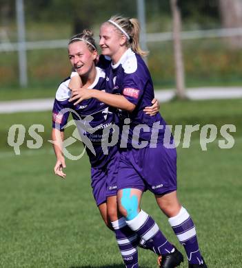 Fussball Frauen. OEFB Ladies Cup. FC Feldkirchen/SV Magdalensberg gegen Carinthians Spittal. Torjubel Anna Lea Modre, Julia Anna Christoephl  (Spittal). Deinsdorf, am 28.8.2016.
Foto: Kuess
---
pressefotos, pressefotografie, kuess, qs, qspictures, sport, bild, bilder, bilddatenbank