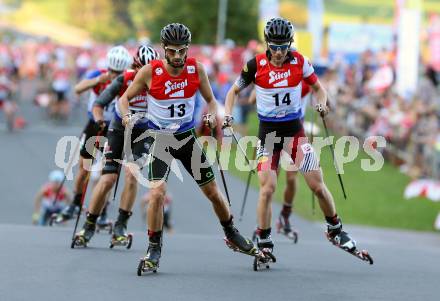 FIS Summer Grand Prix Nordic Combined. Nordische Kombination.  Maxime Laheurte (FRA), Franz Josef Rehrl (AUT). Villacher Alpenarena, am 31.8.2016.
Foto: Kuess
---
pressefotos, pressefotografie, kuess, qs, qspictures, sport, bild, bilder, bilddatenbank