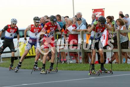 FIS Summer Grand Prix Nordic Combined. Nordische Kombination.  Fabian Riessler (GER), Bernhard Gruber (AUT), Jan Schmid (NOR), Terence Weber (GER). Villacher Alpenarena, am 31.8.2016.
Foto: Kuess
---
pressefotos, pressefotografie, kuess, qs, qspictures, sport, bild, bilder, bilddatenbank