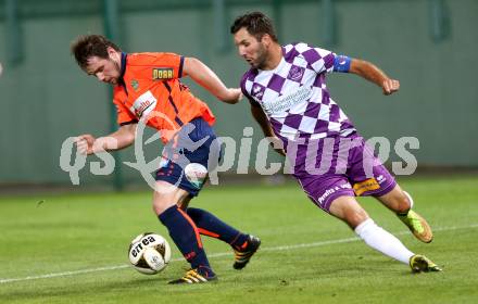 Fussball Regionalliga. SK Austria Klagenfurt gegen Deutschlandsberg.  Sandro Zakany, (Klagenfurt), Christian Kluge   (Deutschlandsberg). Klagenfurt, am 2.9.2016.
Foto: Kuess
---
pressefotos, pressefotografie, kuess, qs, qspictures, sport, bild, bilder, bilddatenbank