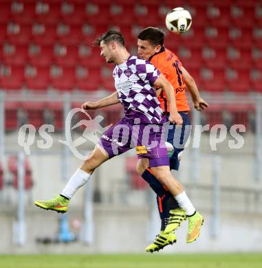 Fussball Regionalliga. SK Austria Klagenfurt gegen Deutschlandsberg.  Patrick Krammer,  (Klagenfurt), Dominik Herzog  (Deutschlandsberg). Klagenfurt, am 2.9.2016.
Foto: Kuess
---
pressefotos, pressefotografie, kuess, qs, qspictures, sport, bild, bilder, bilddatenbank