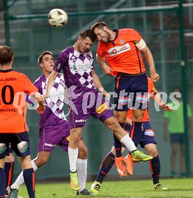 Fussball Regionalliga. SK Austria Klagenfurt gegen Deutschlandsberg.  Patrick Krammer,  (Klagenfurt),  Levin Oparenovic  (Deutschlandsberg). Klagenfurt, am 2.9.2016.
Foto: Kuess
---
pressefotos, pressefotografie, kuess, qs, qspictures, sport, bild, bilder, bilddatenbank