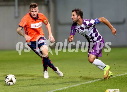 Fussball Regionalliga. SK Austria Klagenfurt gegen Deutschlandsberg.  Sandro Zakany, (Klagenfurt), Nik Mrsic   (Deutschlandsberg). Klagenfurt, am 2.9.2016.
Foto: Kuess
---
pressefotos, pressefotografie, kuess, qs, qspictures, sport, bild, bilder, bilddatenbank