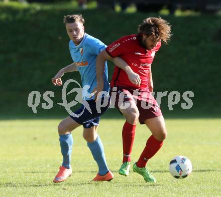 Fussball Kaerntner Liga. Lind gegen Eberstein. Michael Unterguggenberger, 	(Lind), Aleksandar Radonjic (Eberstein). Lind im Drautal, am 3.9.2016.
Foto: Kuess
---
pressefotos, pressefotografie, kuess, qs, qspictures, sport, bild, bilder, bilddatenbank