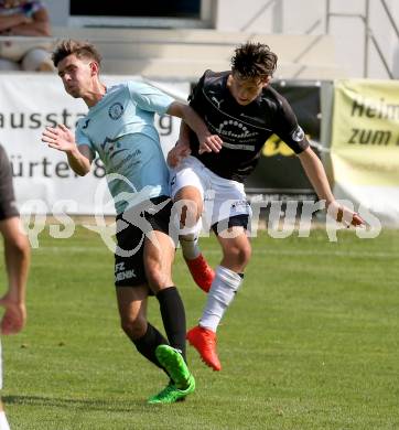 Fussball Kaerntner Liga. Annabichler SV gegen Gmuend. Thomas Petz, (ASV), Philipp Straganz (Gmuend). Annabichl, am 4.9.2016.
Foto: Kuess
---
pressefotos, pressefotografie, kuess, qs, qspictures, sport, bild, bilder, bilddatenbank