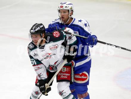 Eishockey testspiel. VSV gegen Starbulls Rosenheim. Kevin Wehrs, (VSV), Maximilian Vollmayer (Rosenheim). Villach, am 9.9.2016.
Foto: Kuess
---
pressefotos, pressefotografie, kuess, qs, qspictures, sport, bild, bilder, bilddatenbank