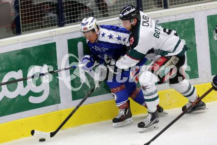 Eishockey testspiel. VSV gegen Starbulls Rosenheim. Corey Locke, (VSV), Christoph Gottwald (Rosenheim). Villach, am 9.9.2016.
Foto: Kuess
---
pressefotos, pressefotografie, kuess, qs, qspictures, sport, bild, bilder, bilddatenbank