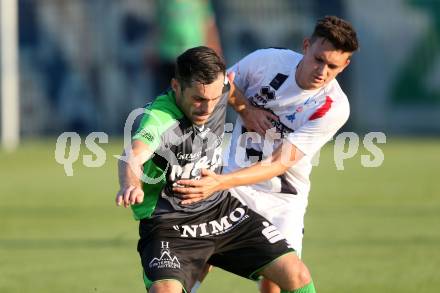 Fussball Kaerntner Liga. SAK gegen Feldkirchen.  Zdravko Koletnik,  (SAK), Mario Antunovic (Feldkirchen). Welzenegg, am 9.9.2016.
Foto: Kuess
---
pressefotos, pressefotografie, kuess, qs, qspictures, sport, bild, bilder, bilddatenbank