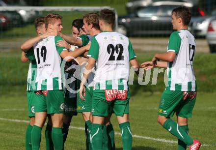 Fussball Kaerntner Liga. Maria Saal gegen Rapid Lienz. Torjubel Lienz. Maria Saal, am 10.9.2016.
Foto: Kuess
---
pressefotos, pressefotografie, kuess, qs, qspictures, sport, bild, bilder, bilddatenbank