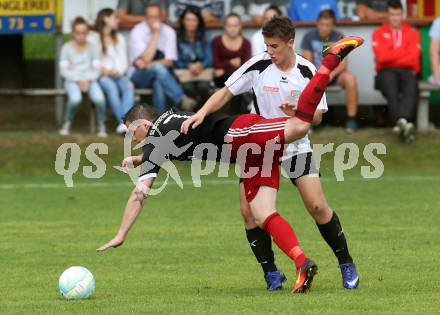 Fussball 1. KLasse A. Gmuend 1b gegen Defreggental. Marcel Rudolf Schoenherr, (Gmuend), Nicolas Ladstaetter  (Defreggental). Gmuend, am 11.9.2016.
Foto: Kuess
---
pressefotos, pressefotografie, kuess, qs, qspictures, sport, bild, bilder, bilddatenbank