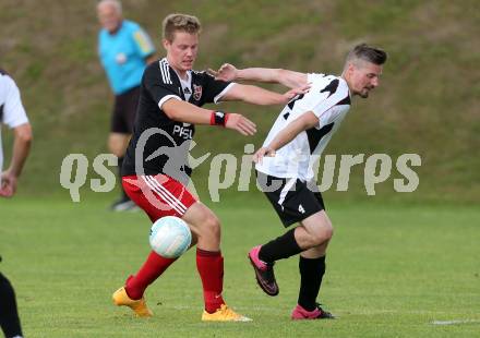 Fussball 1. KLasse A. Gmuend 1b gegen Defreggental. Marko Persterer,  (Gmuend), Michael Kleinlercher (Defreggental). Gmuend, am 11.9.2016.
Foto: Kuess
---
pressefotos, pressefotografie, kuess, qs, qspictures, sport, bild, bilder, bilddatenbank