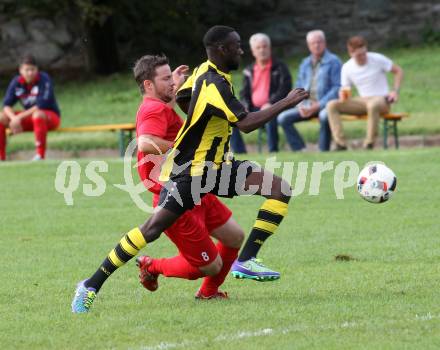 Fussball. 1. Klasse C. HSV gegen Glanegg. Kevin Mpaka (HSV), Dominik Nikolaus Scherwitzl  (Glanegg). Klagenfurt Lendorf, 17.9.2016,
Foto: Kuess
---
pressefotos, pressefotografie, kuess, qs, qspictures, sport, bild, bilder, bilddatenbank